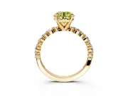 Solitaire Engagement Ring Setting for Fancy Yellow Round Cut Center with Alternating Size Accents and Prong Head in Yellow Gold