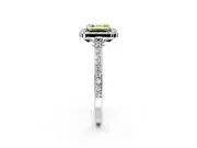 Halo Engagement Ring Setting for Fancy Yellow Asscher Cut Center with Pave Accents, Heart Basket and Prong Head in White Gold