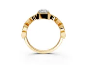 Milgrain Bezel Engagement Ring Setting for Emerald Cut Center with Marquise Stations and Bezel Head in Yellow Gold