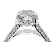 Solitaire Engagement Ring Setting for Cushion Cut Center with Accented Split Shank and Prong Head in Platinum