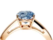 Solitaire Engagement Ring Setting for Fancy Blue Cushion Cut Center with Open Cathedral Shoulders and Prong Head in Rose Gold