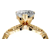 Solitaire Engagement Ring Setting for Heart-Shaped Center with Marquise Panel Band and Prong Head in Yellow Gold
