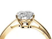 Solitaire Engagement Ring Setting for Cushion Cut Center with Plain Bypass Twist Band and Prong Head in Yellow Gold