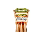Solitaire Engagement Ring Setting for Fancy Yellow Asscher Cut Center with Grooved Bar Accent Band and Prong Head in Rose Gold