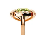 Single Halo Engagement Ring Setting for Fancy Yellow Asscher Cut Center with Corner Claws, Plain Band and Prong Head in Rose Gold
