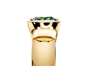 Tension Engagement Ring Setting for Fancy Green Princess Cut Center with Wide Flat Band and Tension Head in Yellow Gold