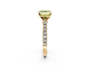 Solitaire Engagement Ring Setting for Fancy Yellow Asscher Cut Center with Single Row Accent Band and Prong Head in Yellow Gold