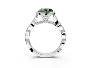 Halo Engagement Ring Setting for Fancy Green Heart-Shaped Center with Twist Band and Prong Head in Sterling Silver