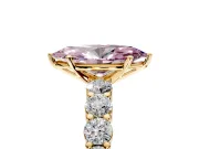 Shared-Prong Engagement Ring Setting for Fancy Pink Marquise Center with Graduated Accents and Prong Head in Yellow Gold