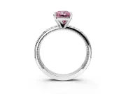Solitaire Engagement Ring Setting for Fancy Pink Radiant Cut Center with Scrollwork Band and Prong Head in Platinum