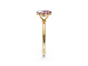 Solitaire Engagement Ring Setting for Fancy Pink Oval Center with Straight Thin Band and Prong Head in Yellow Gold