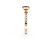 Open Basket Engagement Ring Setting for Fancy Pink Asscher Cut Center with Pave Band and Prong Head in Yellow Gold