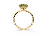 Hidden Halo Engagement Ring Setting for Fancy Yellow Asscher Cut Center with Thin Round-Wire Band and Prong Head in Yellow Gold