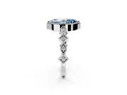 Milgrain Bezel Engagement Ring Setting for Fancy Blue Marquise Center with Marquise Stations and Bezel Head in Platinum