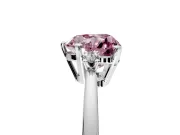 3 Stone Engagement Ring Setting for Fancy Pink Heart-Shaped Center with Low-Set Round Cut Accents and Prong Head in White Gold