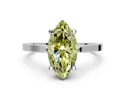 Solitaire Engagement Ring Setting for Fancy Yellow Marquise Center with Tapered Shoulders and Prong Head in Platinum