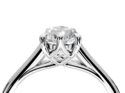 Solitaire Engagement Ring Setting for Pear-Shaped Center with Cathedral Band and Prong Head in White Gold