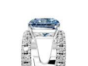 Solitaire Engagement Ring Setting for Fancy Blue Radiant Cut Center with Wide-Open Split Shank and Prong Head in Platinum