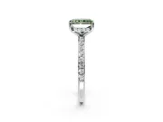 Solitaire Engagement Ring Setting for Fancy Green Radiant Cut Center with Fine Pave Band and Prong Head in Sterling Silver