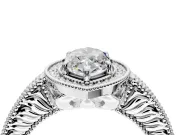 Milgrain Halo Engagement Ring Setting for Marquise Center with Pave Band and Prong Head in Platinum