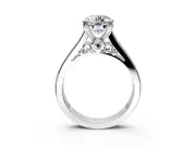 Solitaire Engagement Ring Setting for Round Cut Center with Channel Band and Double Claw Prong Head in Sterling Silver