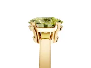 Solitaire Engagement Ring Setting for Fancy Yellow Oval Center with Plain Band and Flat Tab Prong Head in Yellow Gold