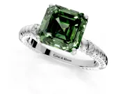 Rope Engagement Ring Setting for Fancy Green Asscher Cut Center with Accent Shoulders and Prong Head in Sterling Silver