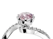 Solitaire Engagement Ring Setting for Fancy Pink Marquise Center with Pave Bypass Swirl Band and Prong Head in White Gold