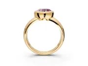 Solitaire Engagement Ring Setting for Fancy Pink Heart-Shaped Center with Wide Band and Bezel Head in Yellow Gold