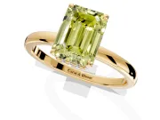 Hidden Halo Engagement Ring Setting for Fancy Yellow Emerald Cut Center with Plain Band and Tall Prong Head in Yellow Gold