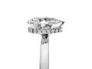 Hidden Halo Engagement Ring Setting for Pear-Shaped Center with Plain Band and Tall Prong Head in White Gold