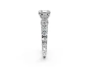 Solitaire Engagement Ring Setting for Asscher Cut Center with Pave Cathedral Shoulders and Prong Head in Platinum