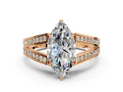 Split Shank Engagement Ring Setting for Marquise Center with Pave Split Shank and Prong Head in Rose Gold