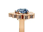 Cluster Halo Engagement Ring Setting for Fancy Blue Heart-Shaped Center with Milgrain Bezel Accents and Prong Head in Rose Gold