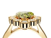 Cluster Halo Engagement Ring Setting for Fancy Yellow Heart-Shaped Center with Milgrain Bezel Accents and Prong Head in Yellow Gold