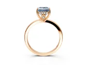 Solitaire Engagement Ring Setting for Fancy Blue Princess Cut Center with Fine Wire Band and Prong Head in Rose Gold