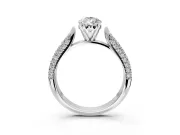 Solitaire Engagement Ring Setting for Pear-Shaped Center with Multi-Row Accents and Prong Head in Sterling Silver