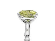 Solitaire Engagement Ring Setting for Fancy Yellow Radiant Cut Center with Bamboo Band and Prong Head in Platinum