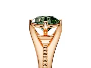 Solitaire Engagement Ring Setting for Fancy Green Round Cut Center with Milgrain Cathedral Band and Prong Head in Rose Gold