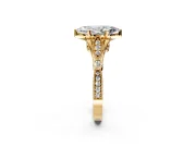 Solitaire Engagement Ring Setting for Marquise Center with Marquise and Bezel Accents and Prong Head in Yellow Gold
