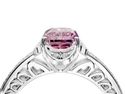Floral Engagement Ring Setting for Fancy Pink Radiant Cut Center with Four Accent Clusters and Prong Head in Sterling Silver