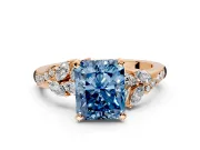 Solitaire Engagement Ring Setting for Fancy Blue Radiant Cut Center with Marquise Accent Twist Band and Prong Head in Rose Gold