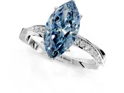 Side Accent Engagement Ring Setting for Fancy Blue Marquise Center with Accent Shoulders and Prong Head in White Gold