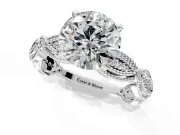 Solitaire Engagement Ring Setting for Round Cut Center with Marquise Panel Band and Prong Head in Platinum
