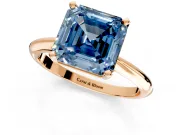 Solitaire Engagement Ring Setting for Fancy Blue Asscher Cut Center with Knife Ridge Band and Claw Prong Head in Rose Gold