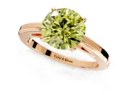 Solitaire Engagement Ring Setting for Fancy Yellow Round Cut Center with Flat-Sided Plain Band and Prong Head in Rose Gold