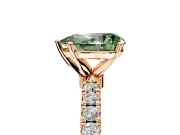Open Basket Engagement Ring Setting for Fancy Green Pear-Shaped Center with Pave Band and Prong Head in Rose Gold