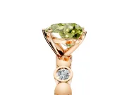 Solitaire Engagement Ring Setting for Fancy Yellow Heart-Shaped Center with Beaded Bezel Station Band and Prong Head in Rose Gold
