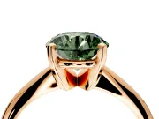 Solitaire Engagement Ring Setting for Fancy Green Round Cut Center with Knife Ridge Band and Claw Prong Head in Rose Gold