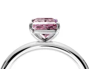 Low-Set Solitaire Engagement Ring Setting for Fancy Pink Princess Cut Center with Thin Plain Band and Prong Head in Sterling Silver